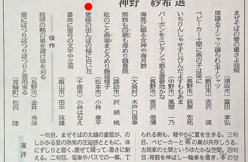 信毎俳壇に更級小児童の作品が入選
